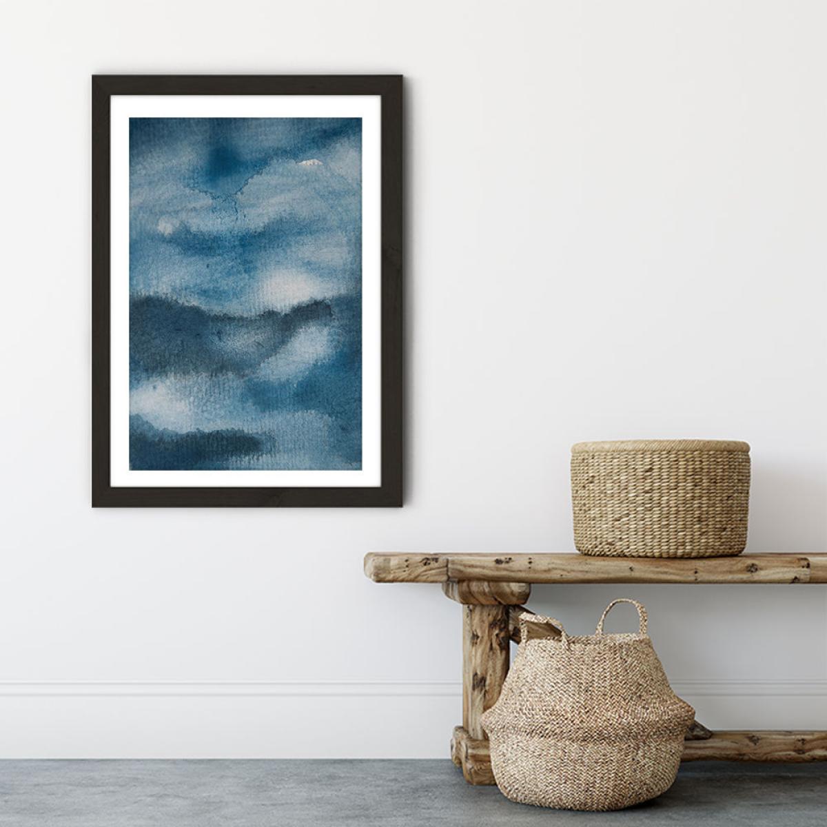 Aquarelle Meets Pencil - Ink Clouds Art Print Black Frame – image 6