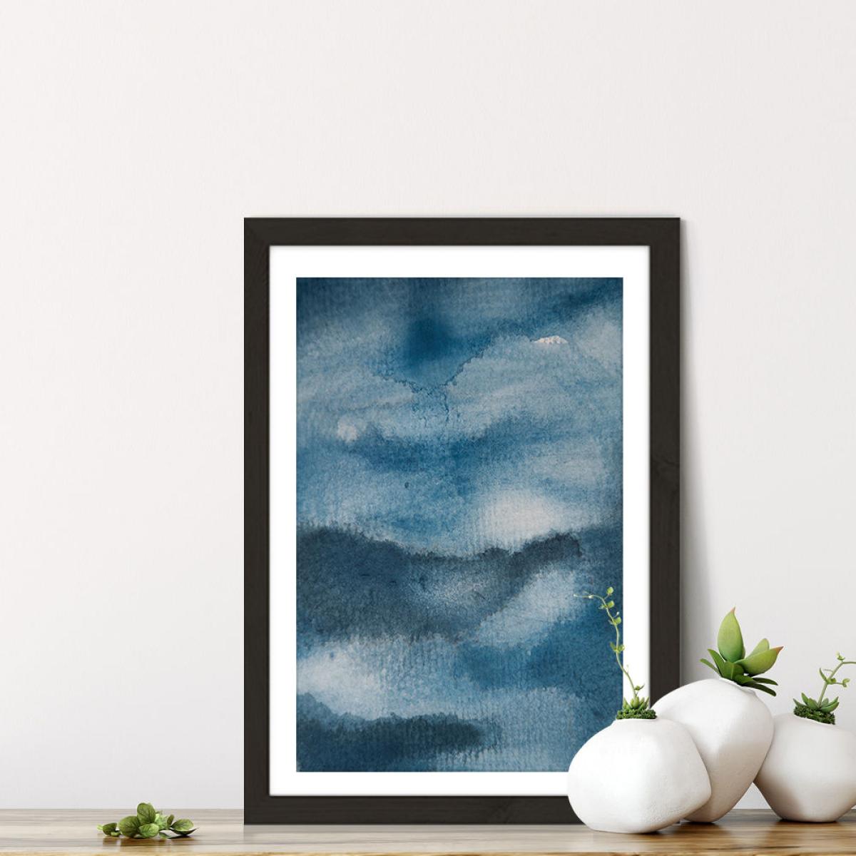 Aquarelle Meets Pencil - Ink Clouds Art Print Black Frame – image 7