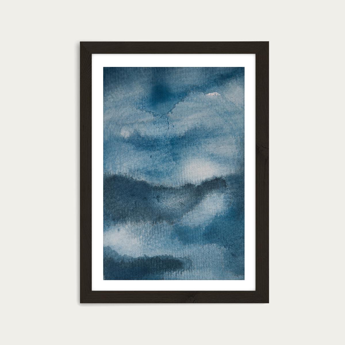 Aquarelle Meets Pencil - Ink Clouds Art Print Black Frame – image 1