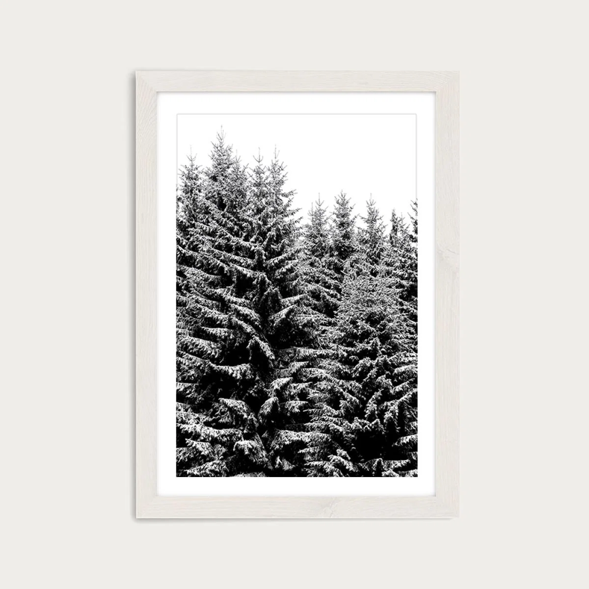 Snowy Christmas Trees Art Print White Frame – image 1