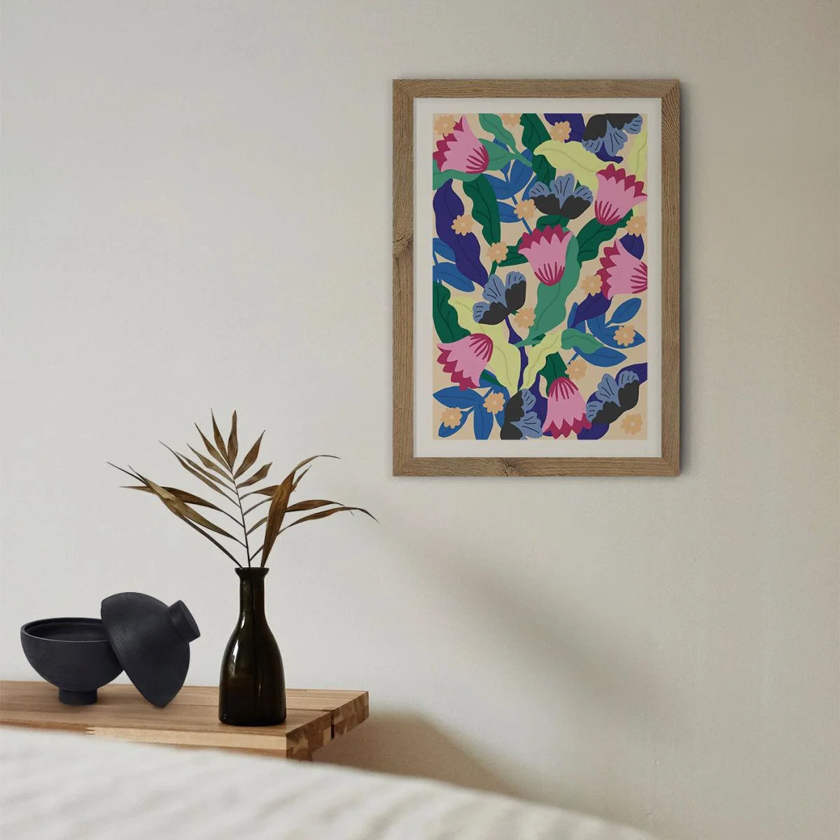 Jaguar Floral Art Print Oak Frame – image 11