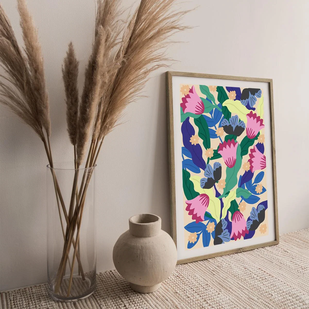 Jaguar Floral Art Print Oak Frame – image 4