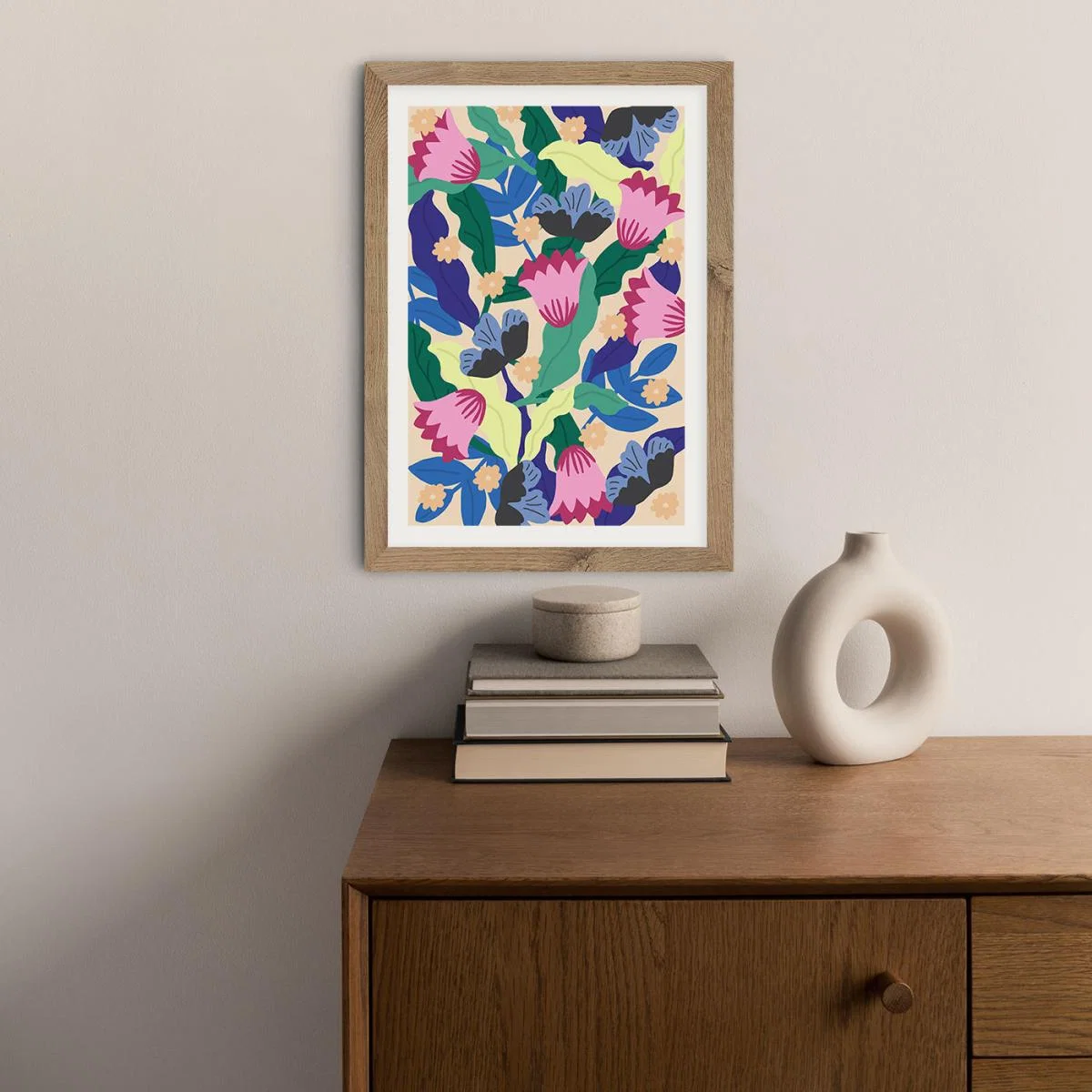 Jaguar Floral Art Print Oak Frame – image 5