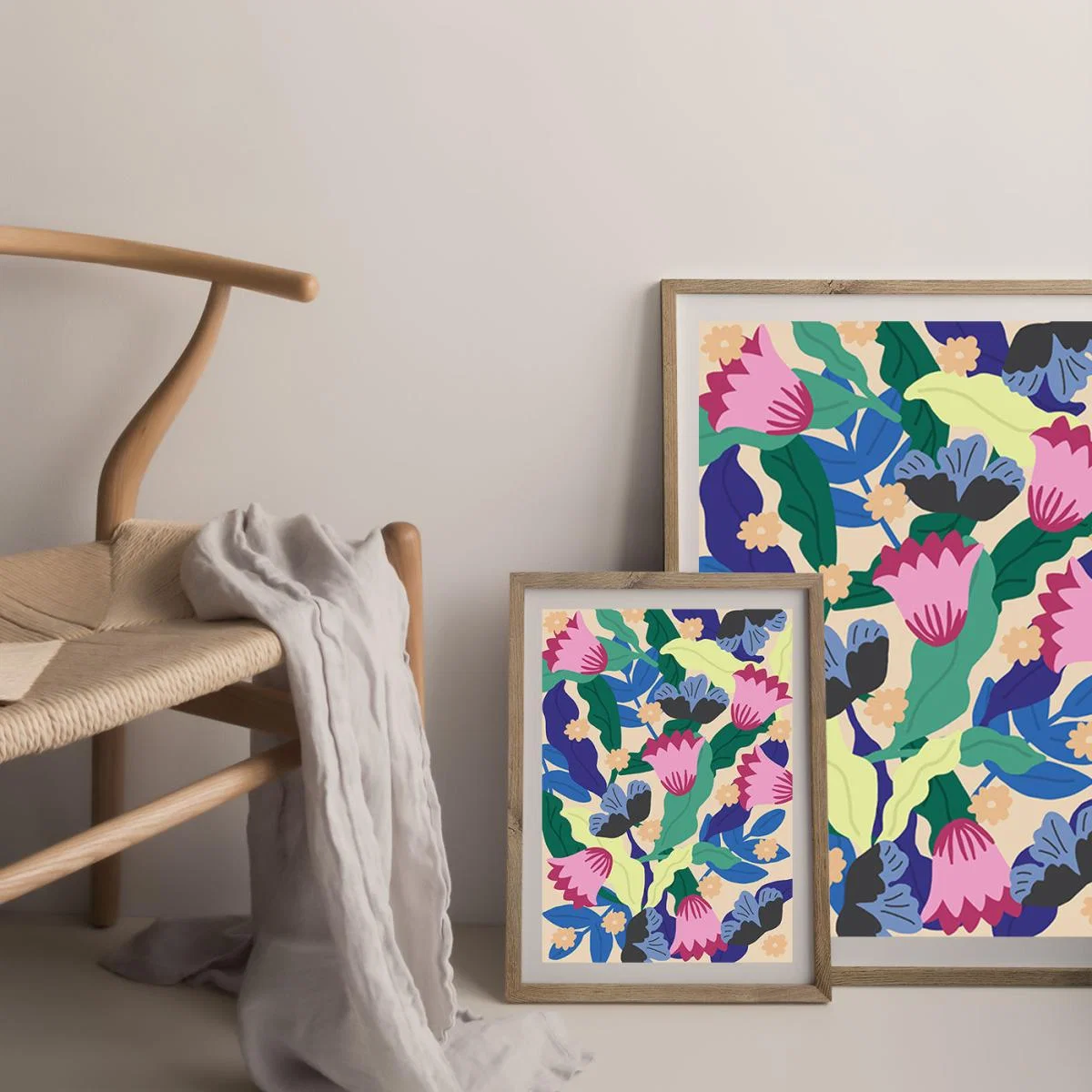 Jaguar Floral Art Print Oak Frame – image 8