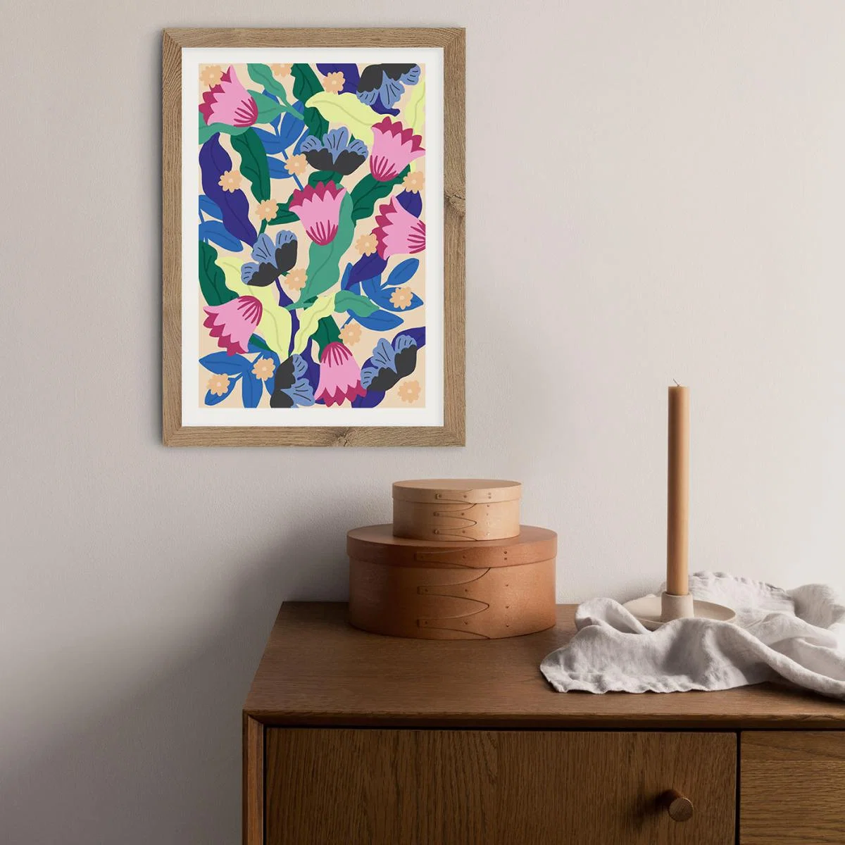 Jaguar Floral Art Print Oak Frame – image 9
