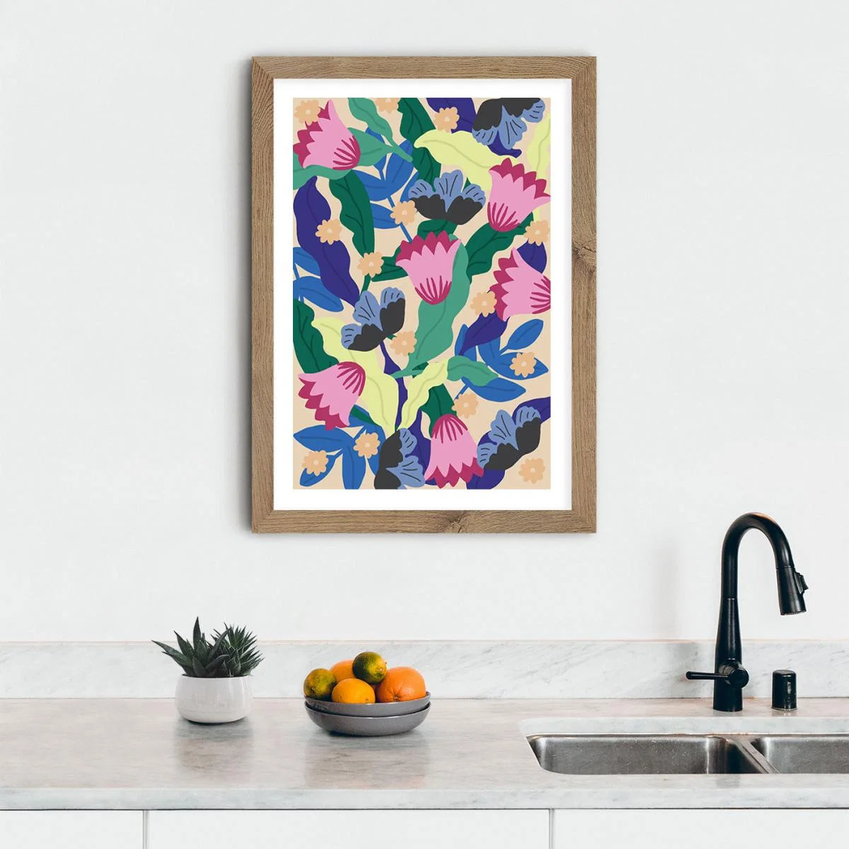 Jaguar Floral Art Print Oak Frame – image 10