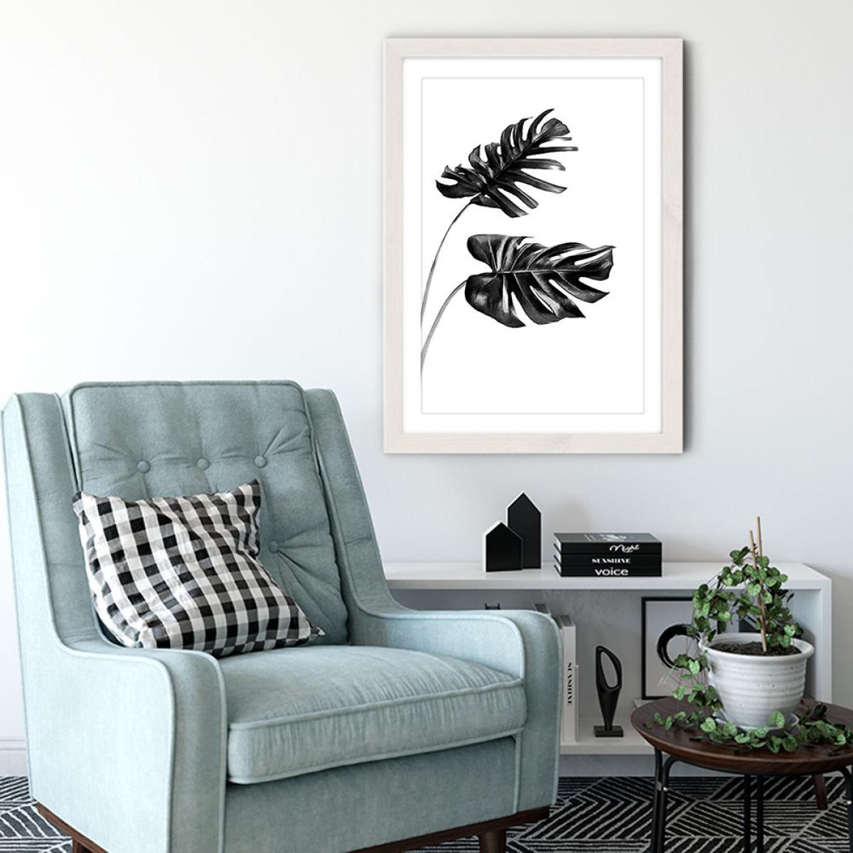 Monstera Black and White 4 Art Print White Frame – image 4