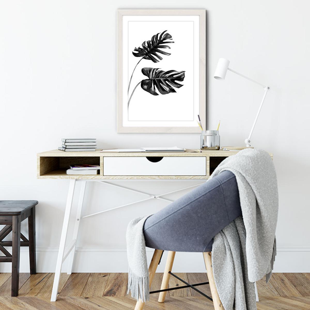 Monstera Black and White 4 Art Print White Frame – image 5