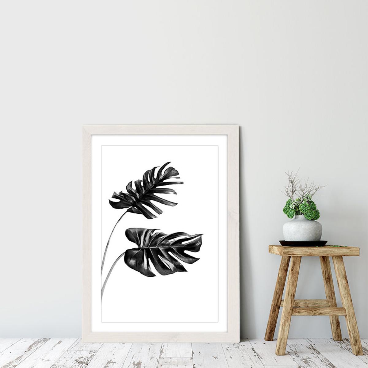 Monstera Black and White 4 Art Print White Frame – image 6