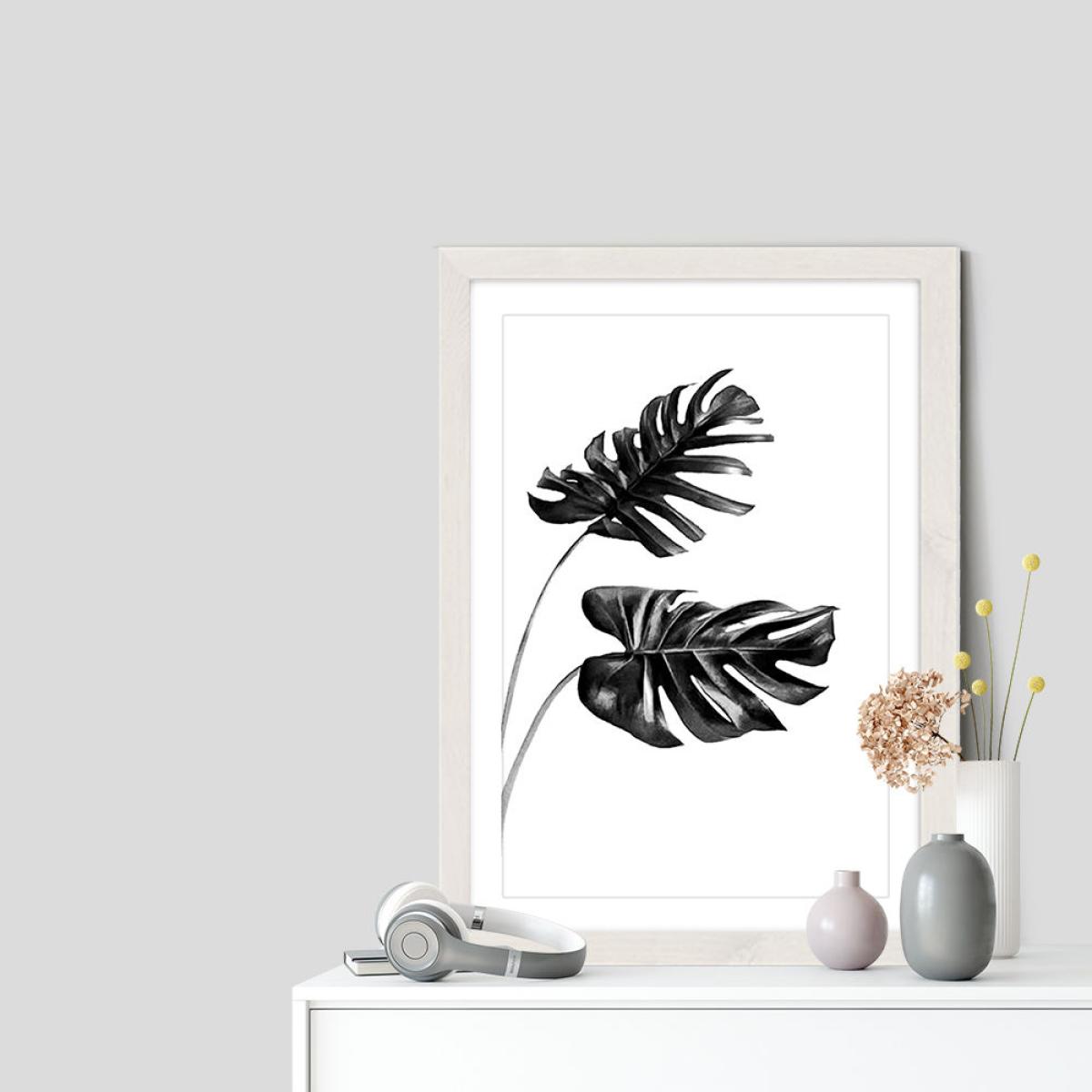 Monstera Black and White 4 Art Print White Frame – image 7
