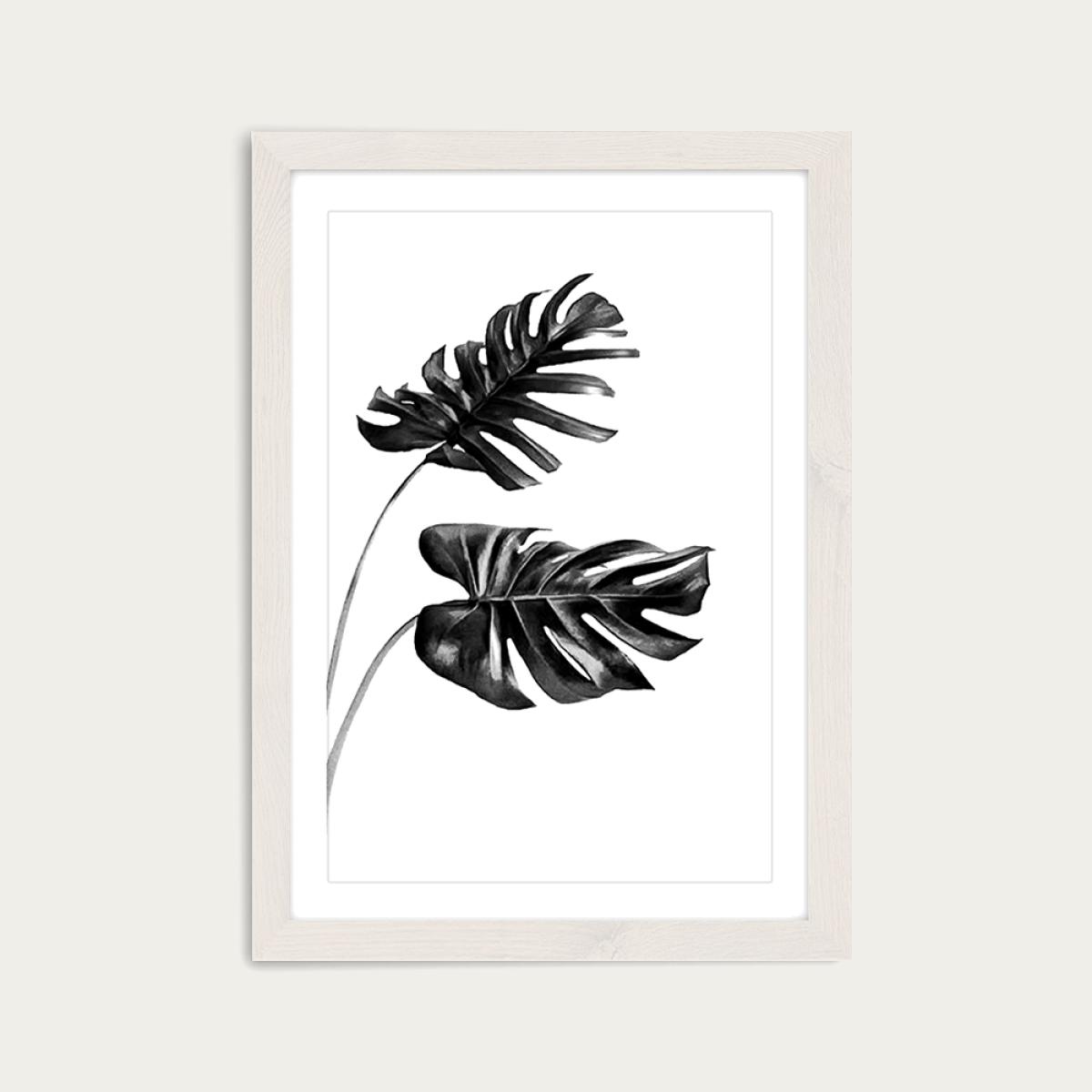 Monstera Black and White 4 Art Print White Frame – image 1