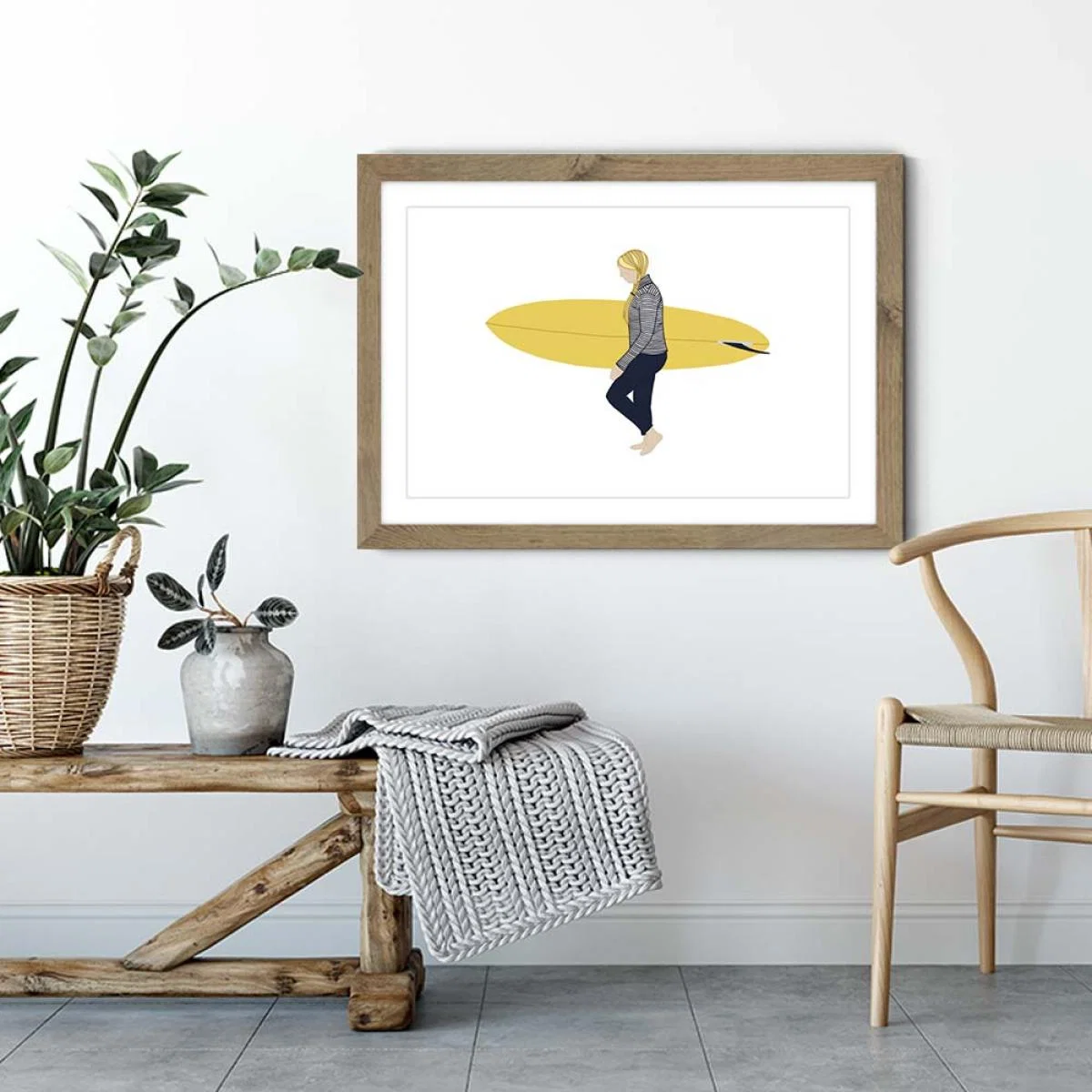 Daisy Art Print Oak Frame – image 3