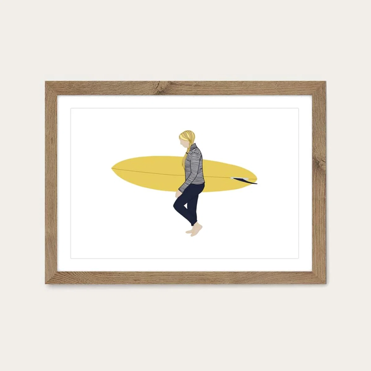 Daisy Art Print Oak Frame – image 1