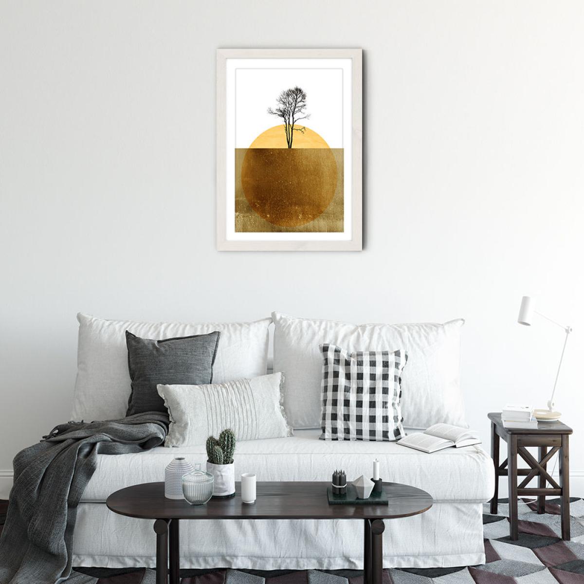 Golden Ocean Art Print White Frame – image 2