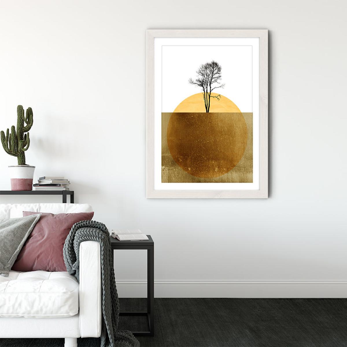 Golden Ocean Art Print White Frame – image 3