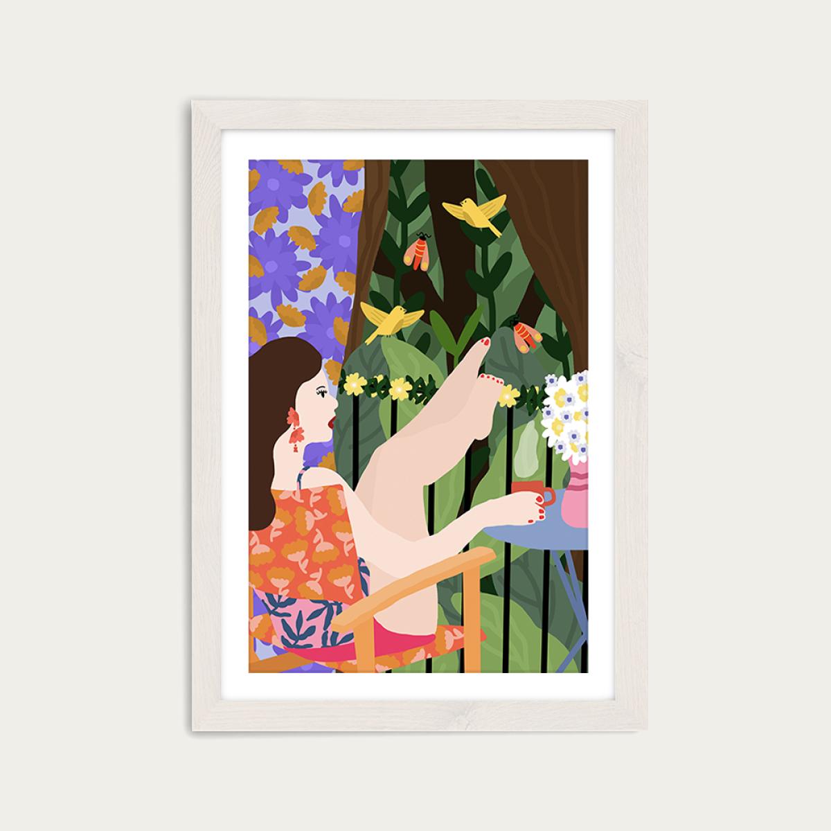 Waiting for The Summer to Come Art Print White Frame – image 1