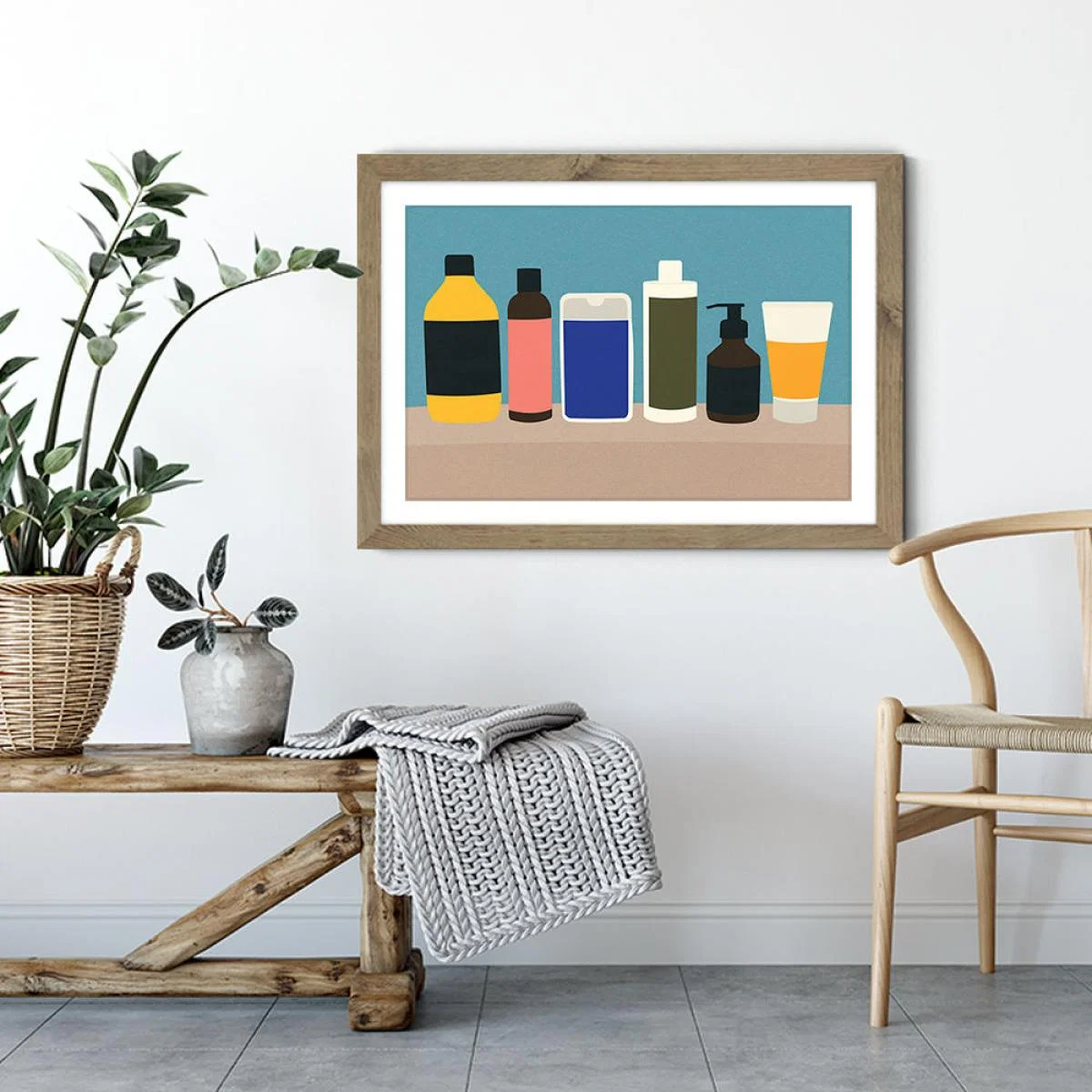 Plastic Bottles Art Print Oak Frame – image 3