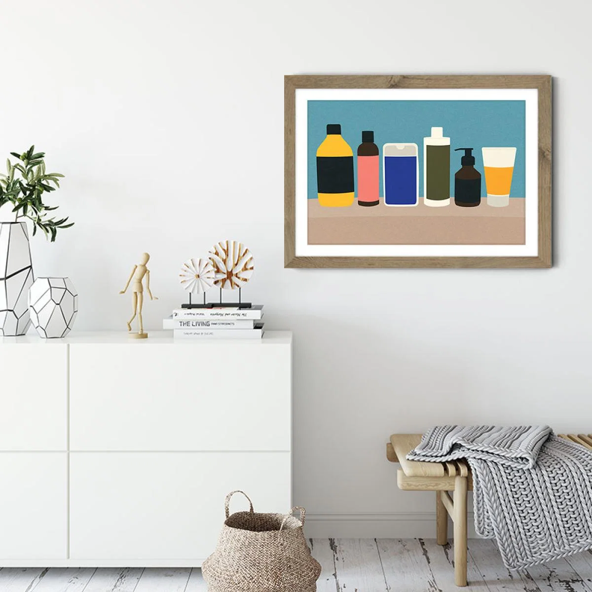 Plastic Bottles Art Print Oak Frame – image 5