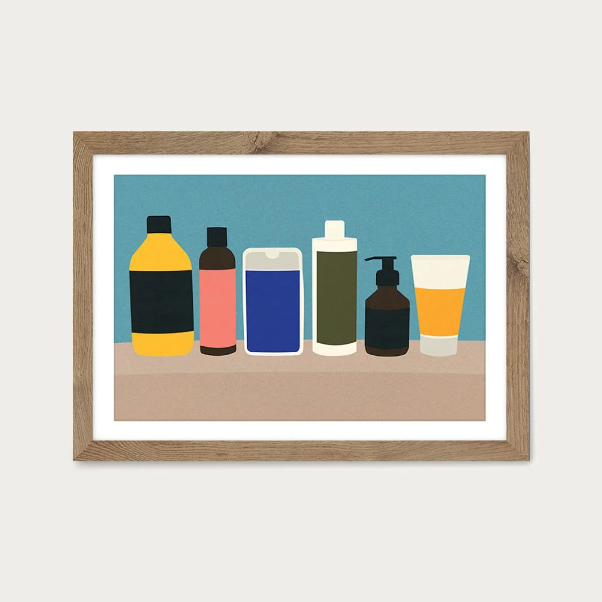 Plastic Bottles Art Print Oak Frame – image 1