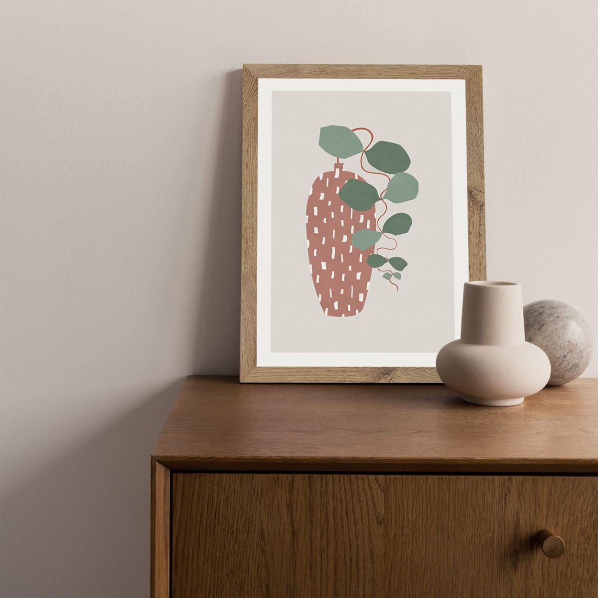 Terrazzo & Leaves Art Print Oak Frame – image 2