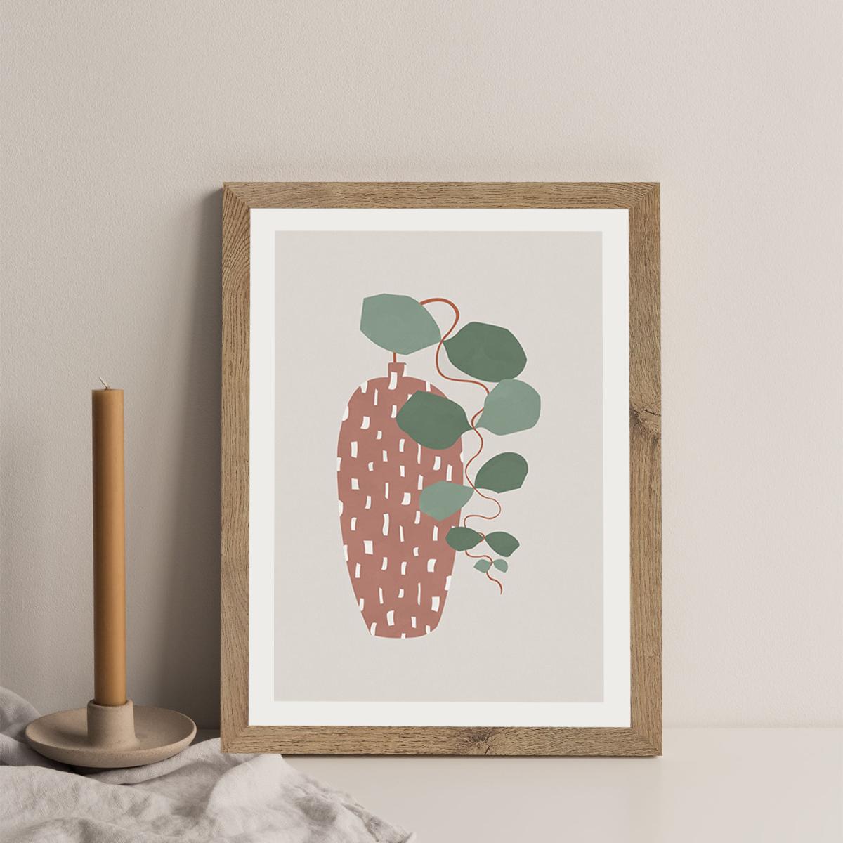 Terrazzo & Leaves Art Print Oak Frame – image 4