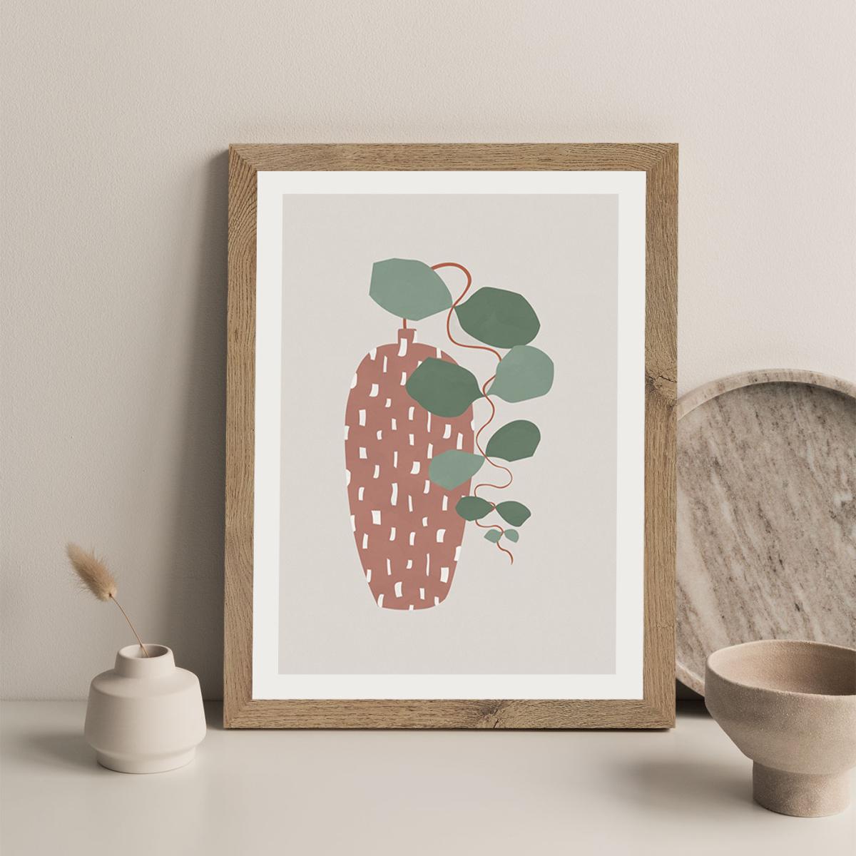 Terrazzo & Leaves Art Print Oak Frame – image 6