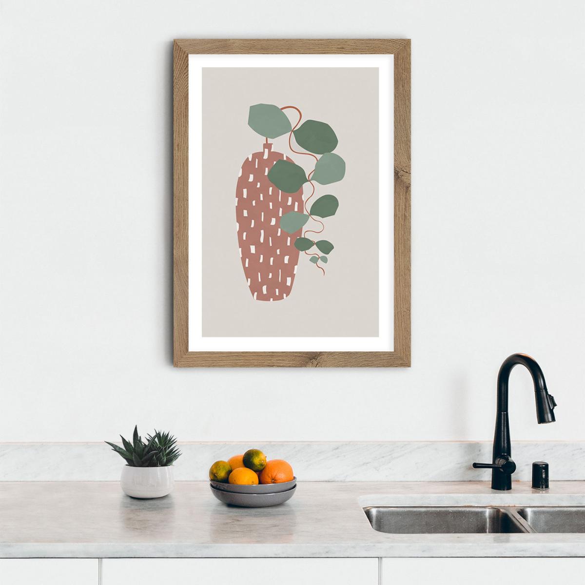 Terrazzo & Leaves Art Print Oak Frame – image 10