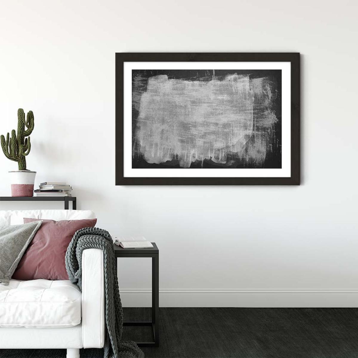 Minimal Abstract Black and White 07 Art Print Black Frame – image 2