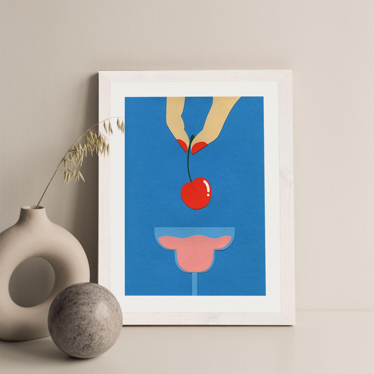 Cherry Nails II Art Print White Frame – image 3