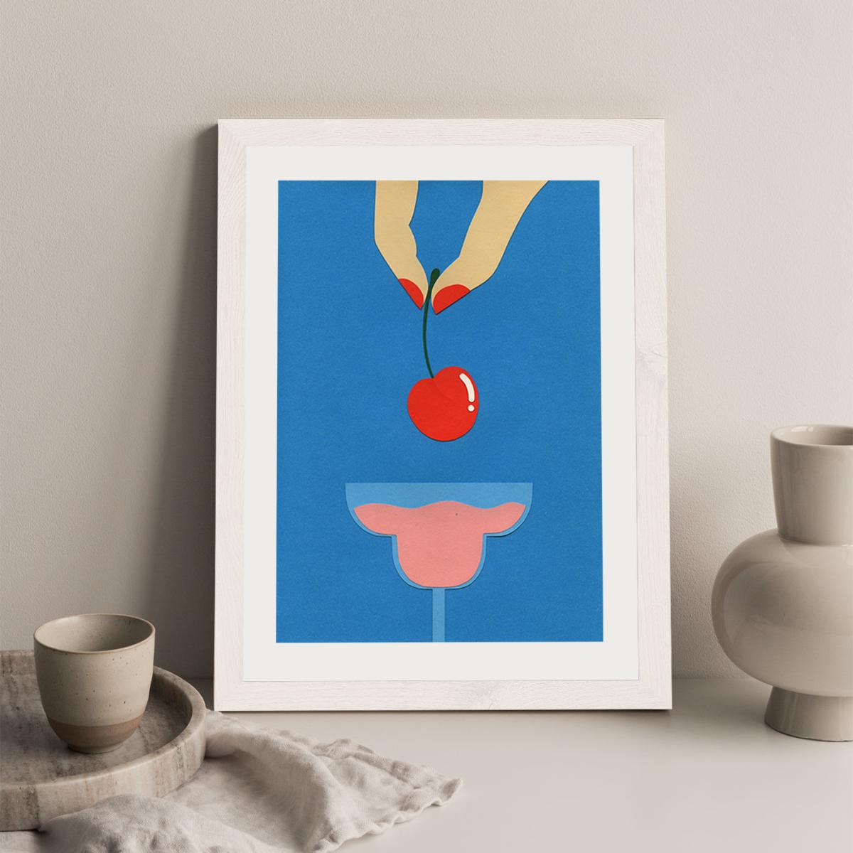 Cherry Nails II Art Print White Frame – image 4