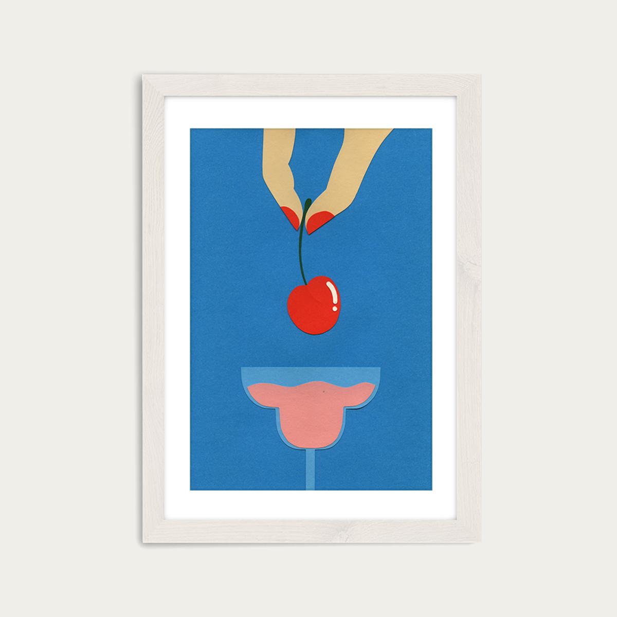 Cherry Nails II Art Print White Frame – image 1
