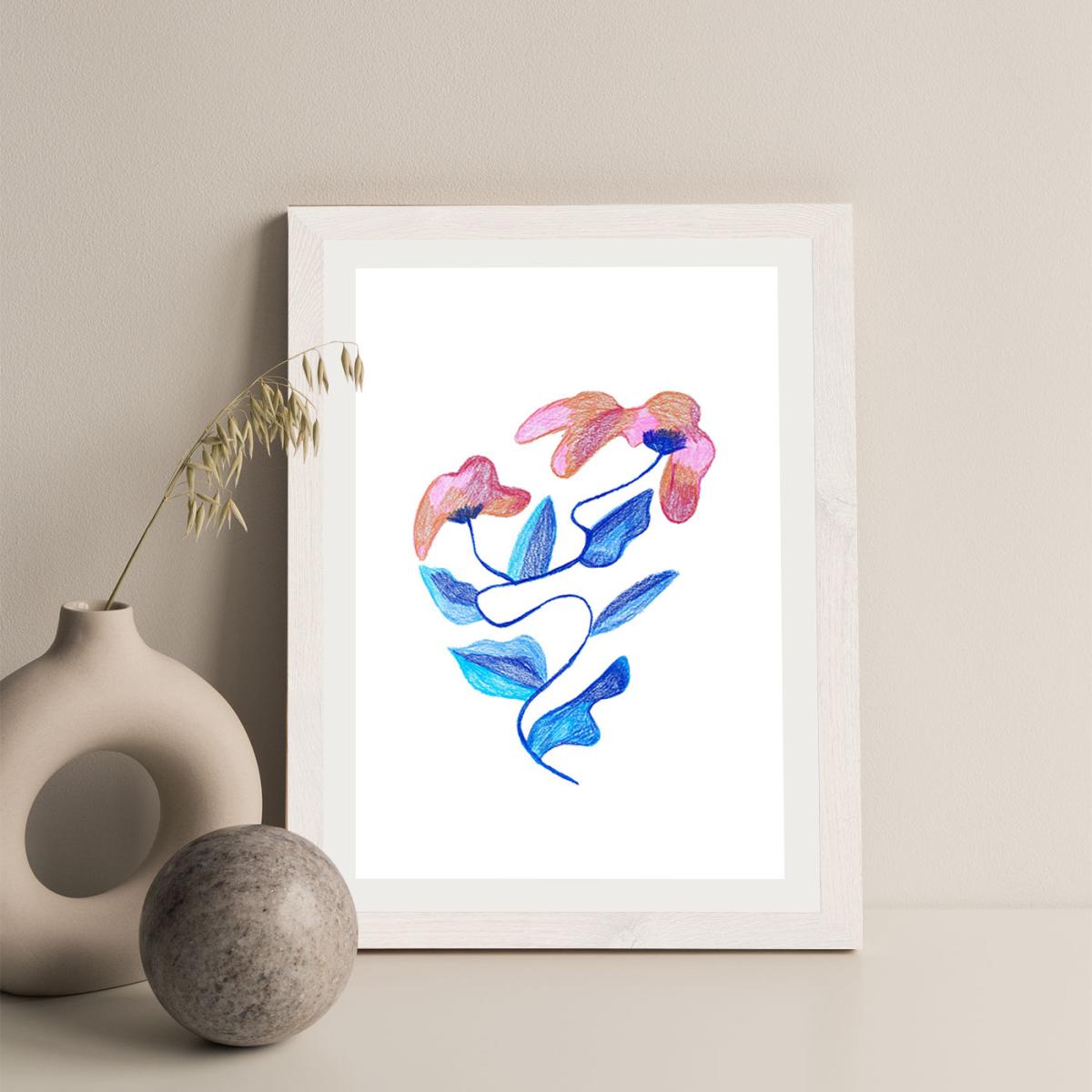 Abstract Flowers Art Print White Frame – image 2