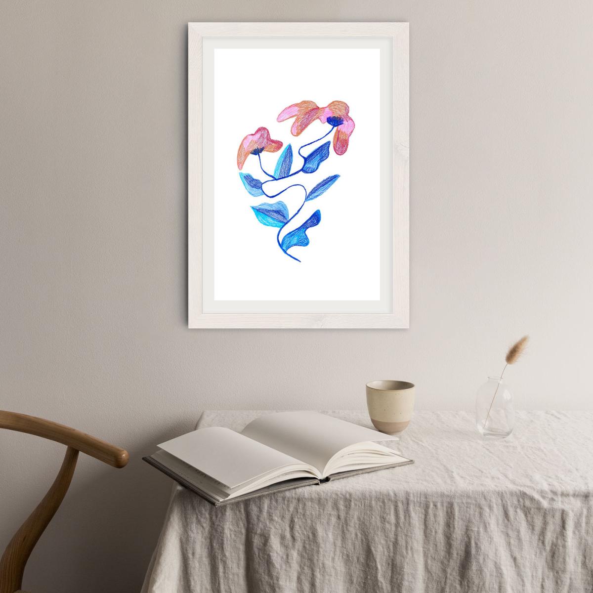 Abstract Flowers Art Print White Frame – image 3