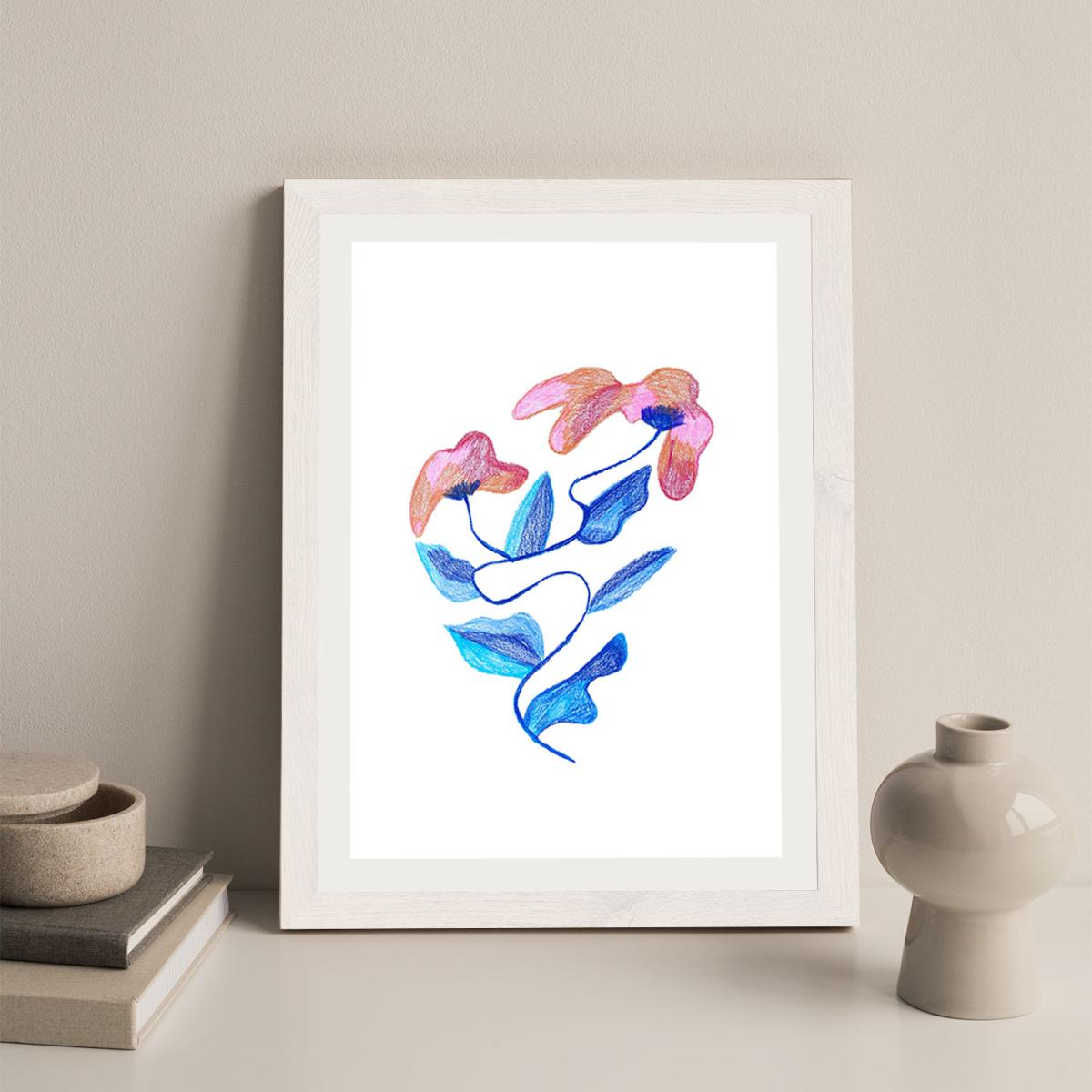Abstract Flowers Art Print White Frame – image 4