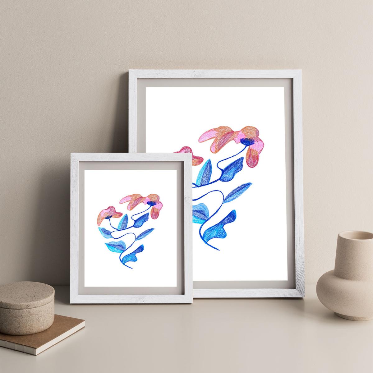 Abstract Flowers Art Print White Frame – image 5