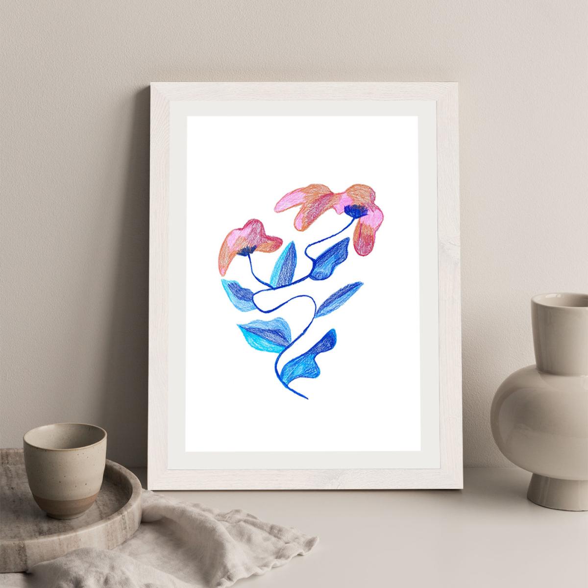 Abstract Flowers Art Print White Frame – image 6