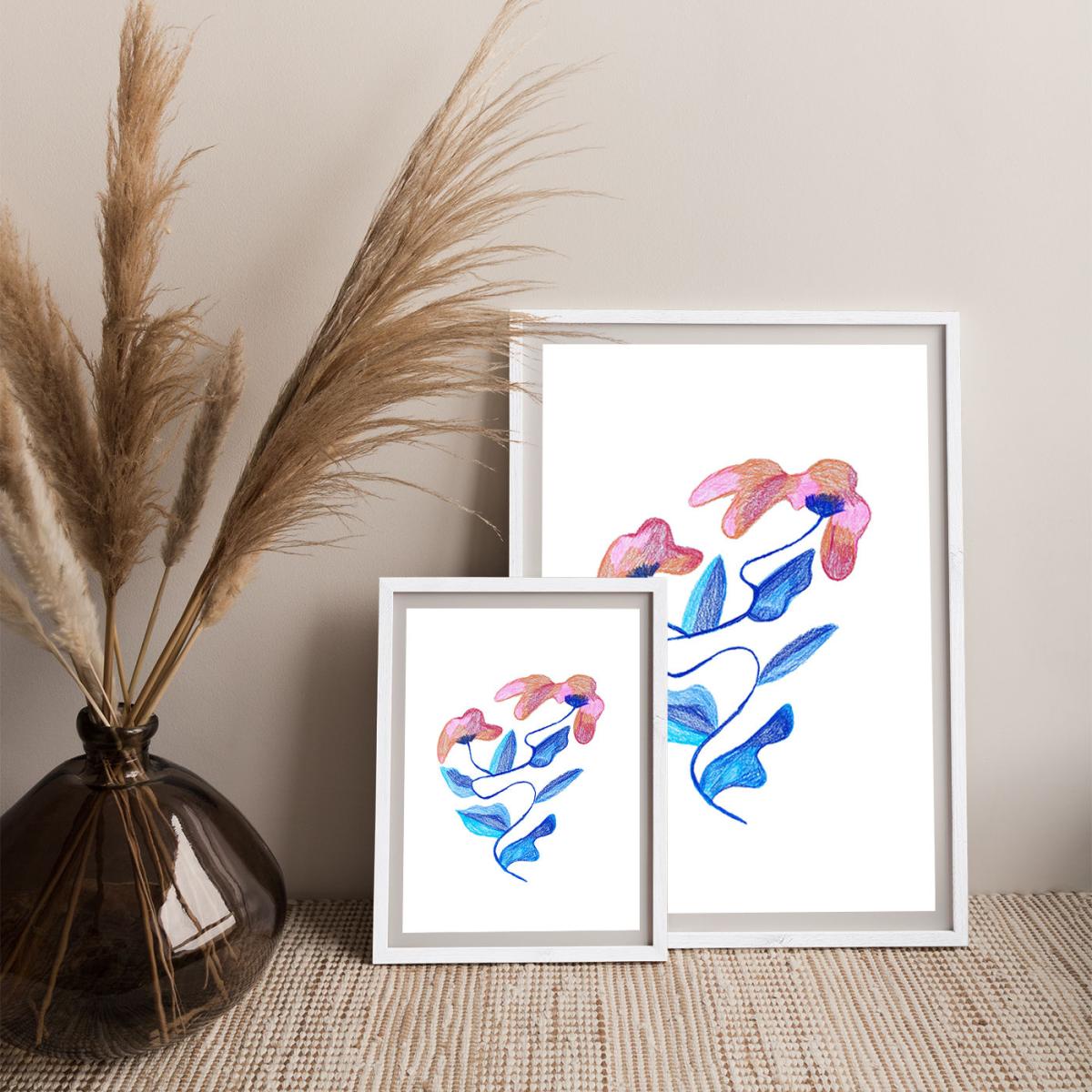 Abstract Flowers Art Print White Frame – image 7