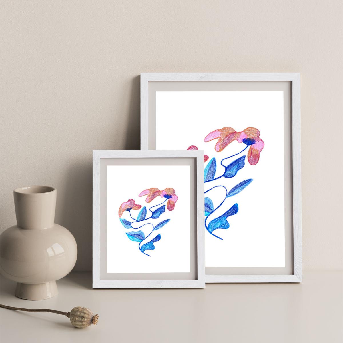 Abstract Flowers Art Print White Frame – image 8