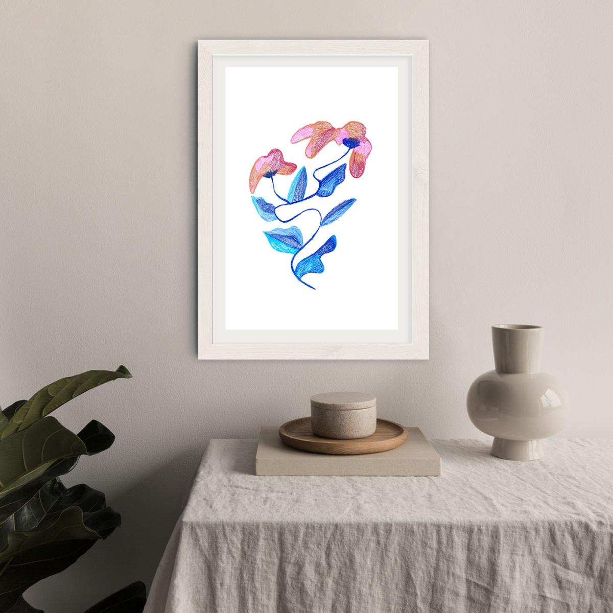 Abstract Flowers Art Print White Frame – image 9