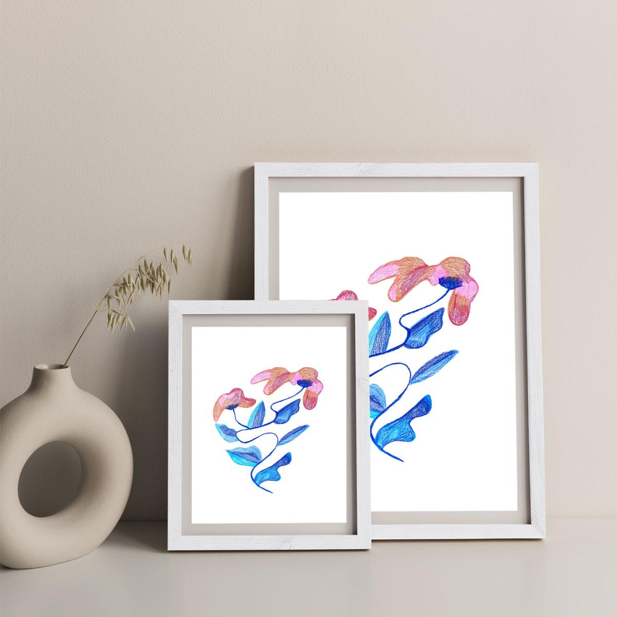 Abstract Flowers Art Print White Frame – image 10