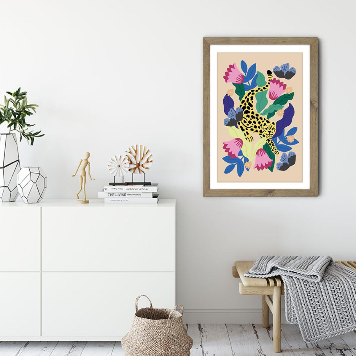 Jungle Leopard Art Print Oak Frame – image 3