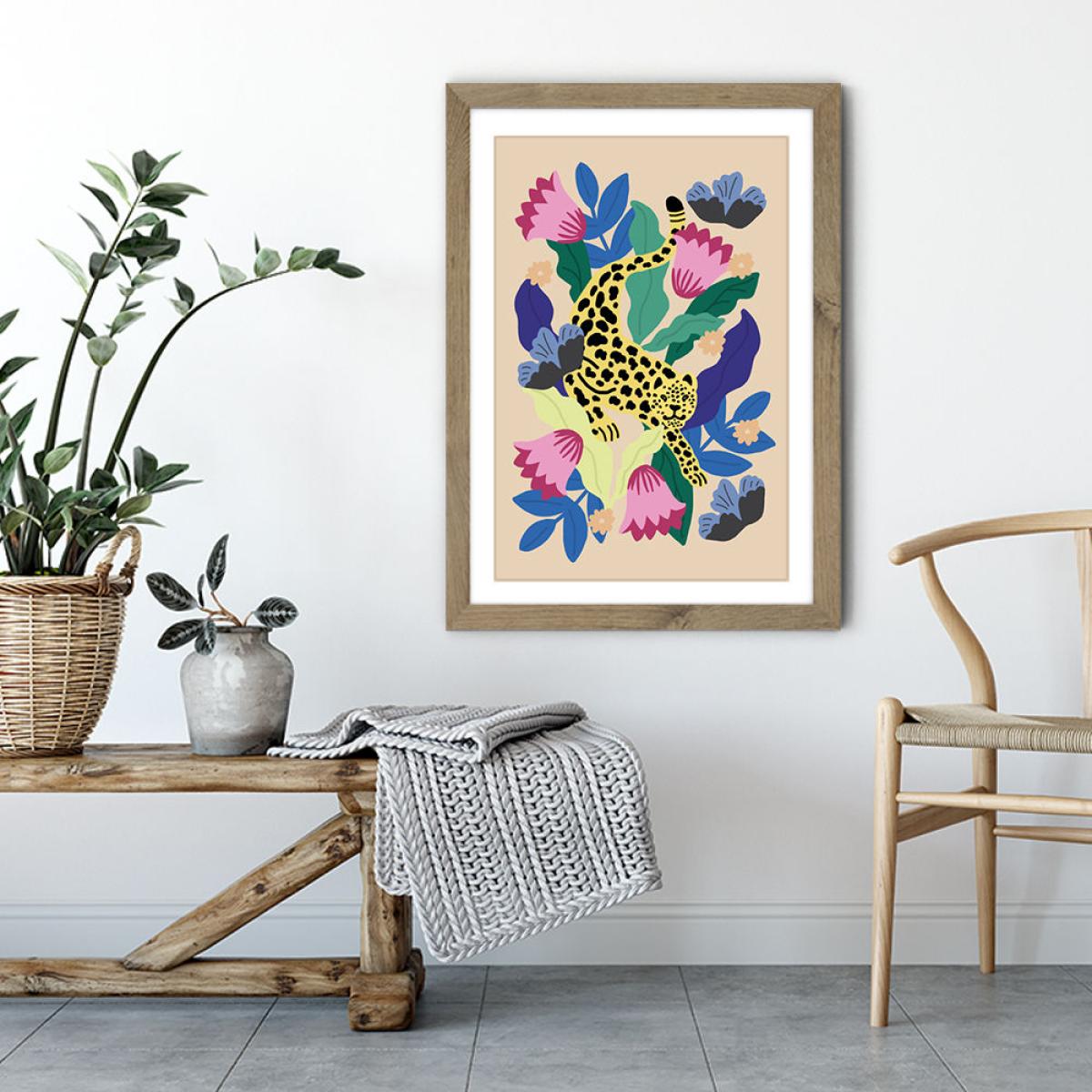 Jungle Leopard Art Print Oak Frame – image 5
