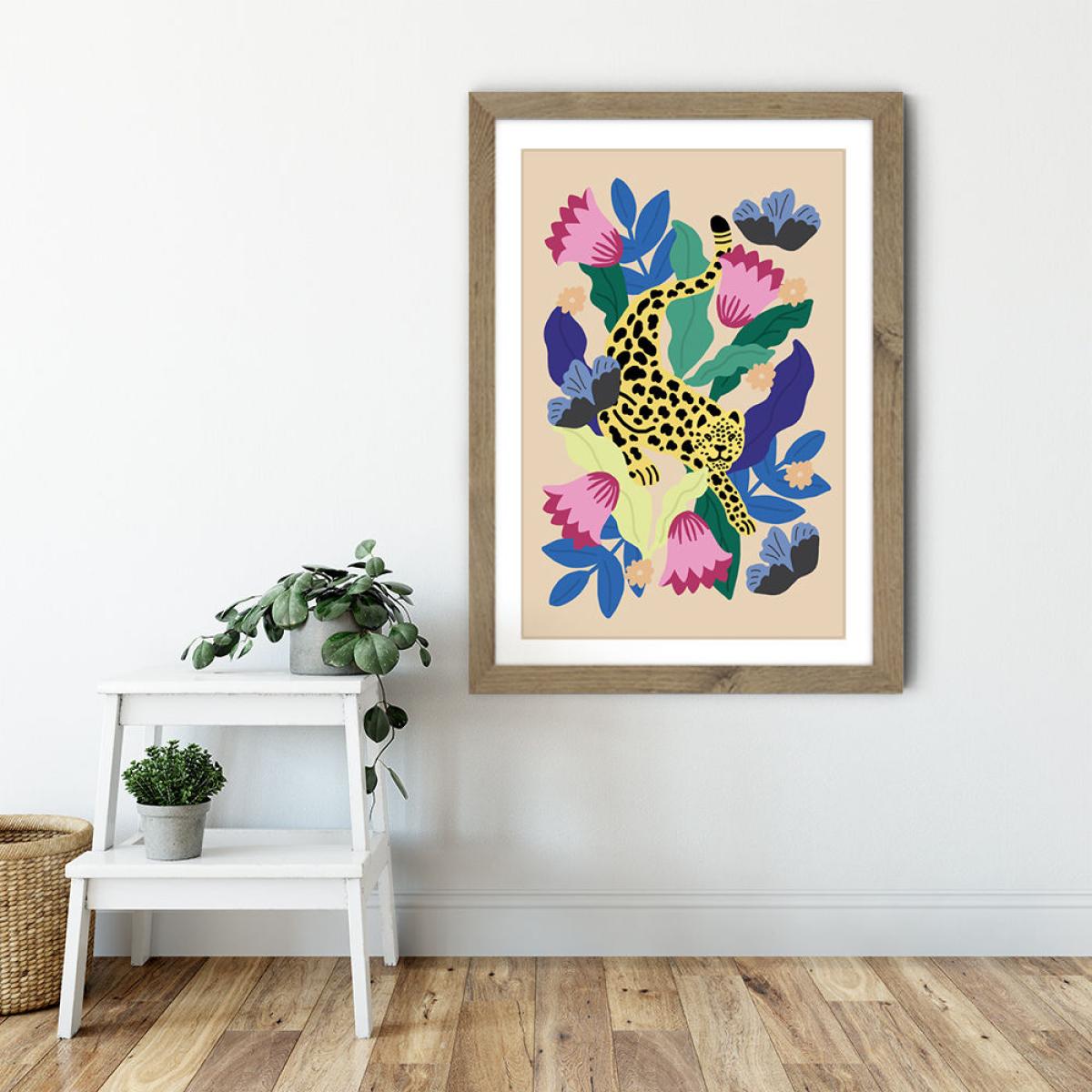 Jungle Leopard Art Print Oak Frame – image 6