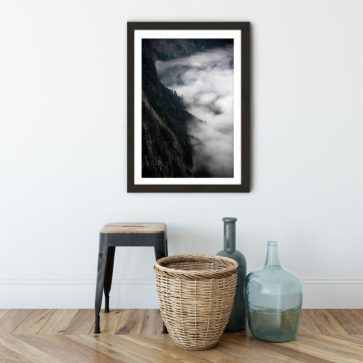 Fantastic Foggy Morning in The Mountains Art Print Black Frame – image 3