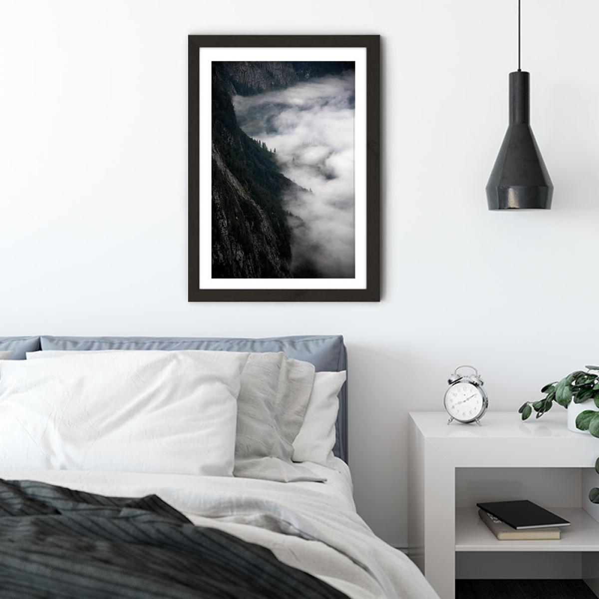 Fantastic Foggy Morning in The Mountains Art Print Black Frame – image 4