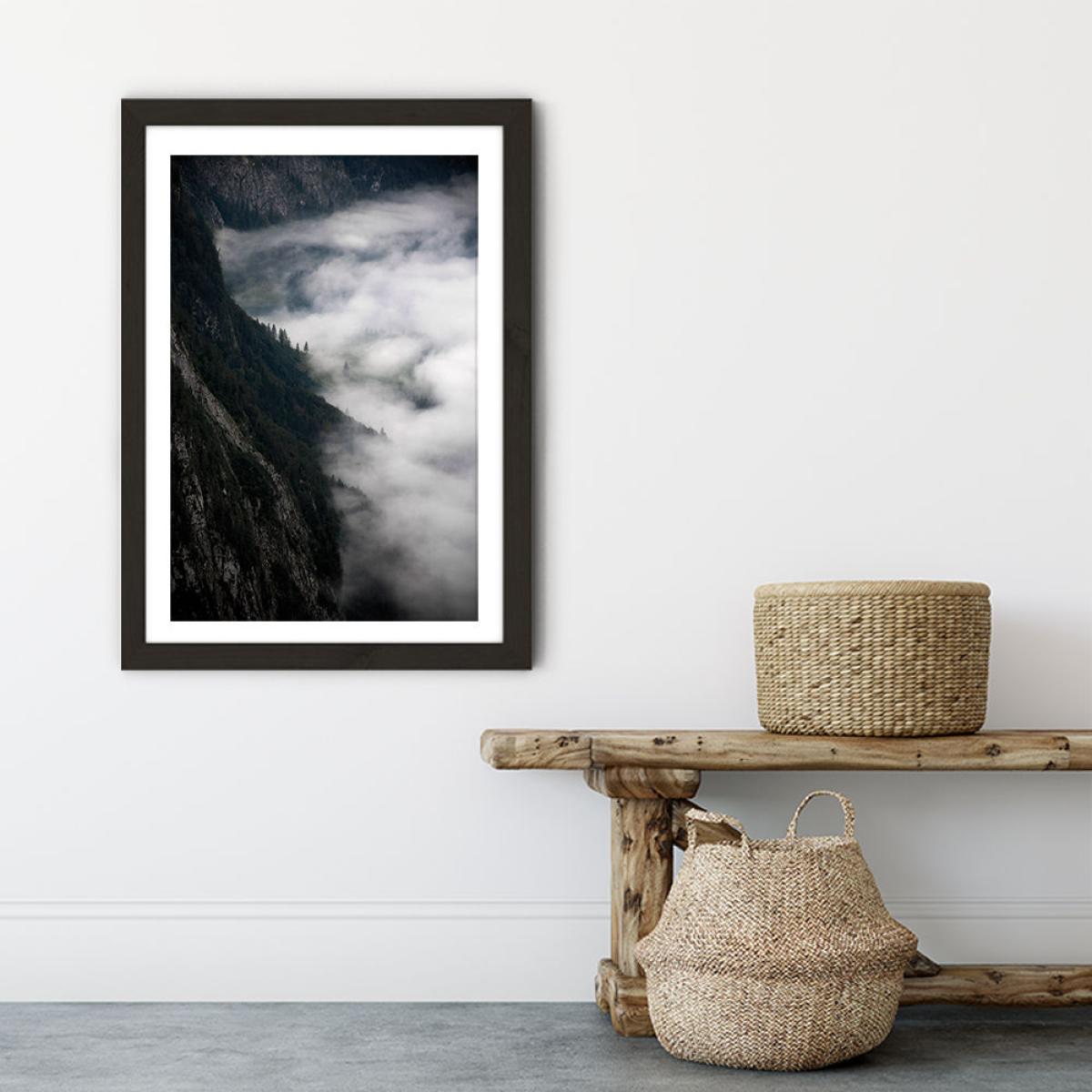 Fantastic Foggy Morning in The Mountains Art Print Black Frame – image 6