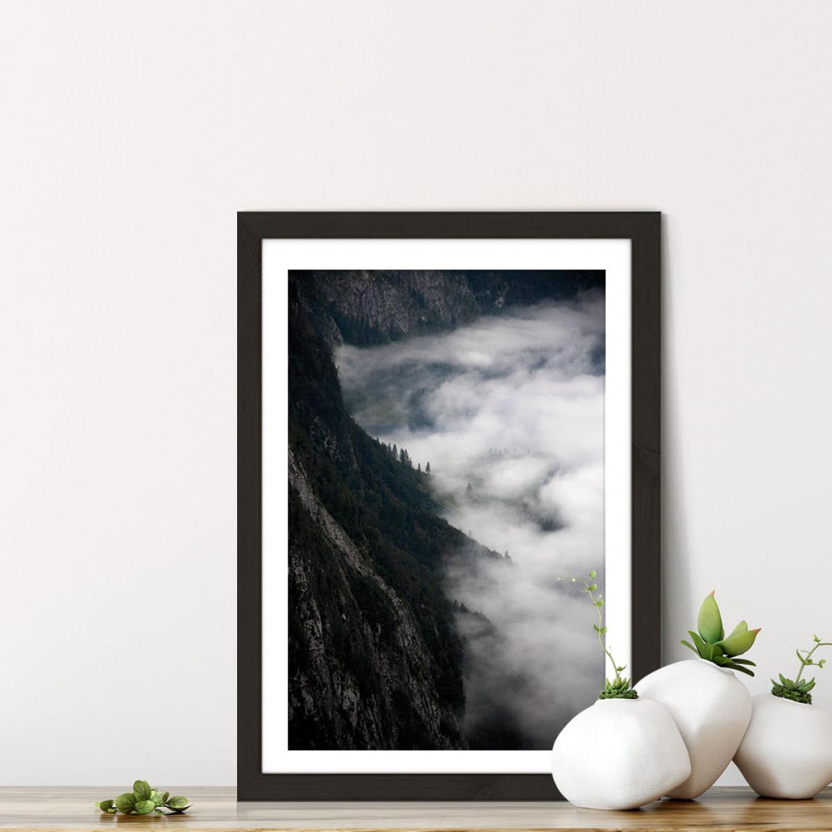 Fantastic Foggy Morning in The Mountains Art Print Black Frame – image 7