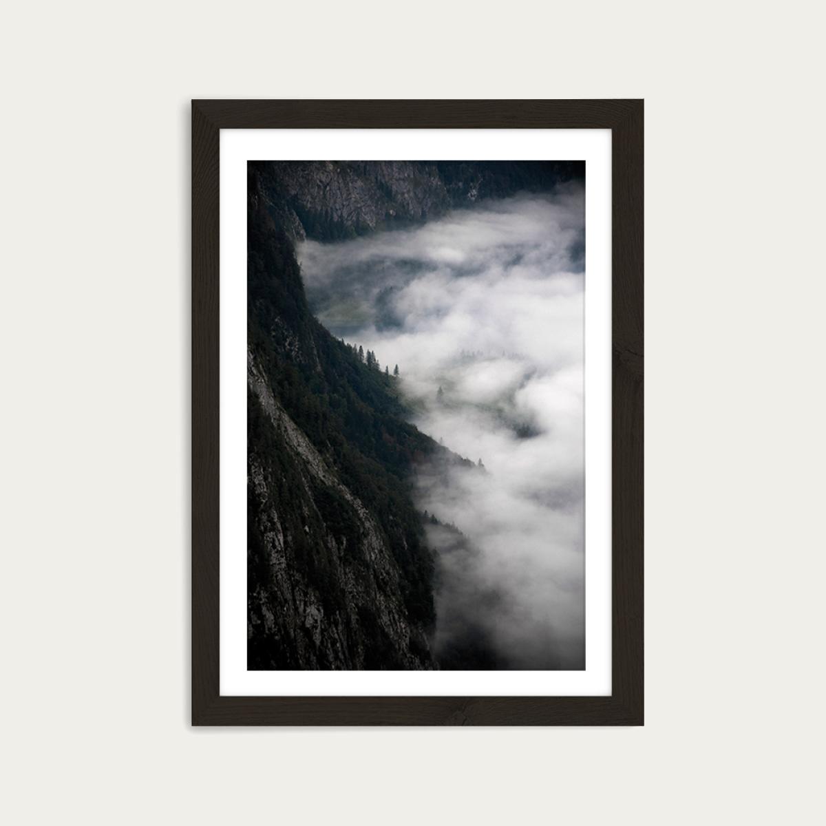 Fantastic Foggy Morning in The Mountains Art Print Black Frame – image 1