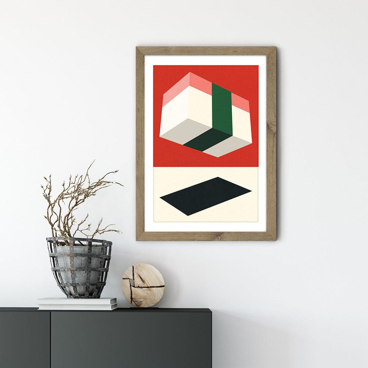 Flying Nigiri Art Print Oak Frame – image 2