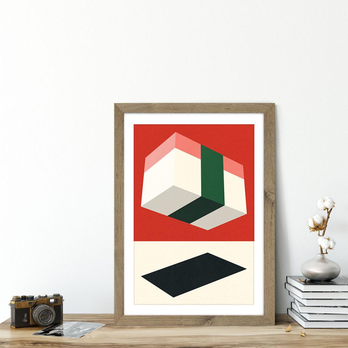 Flying Nigiri Art Print Oak Frame – image 5